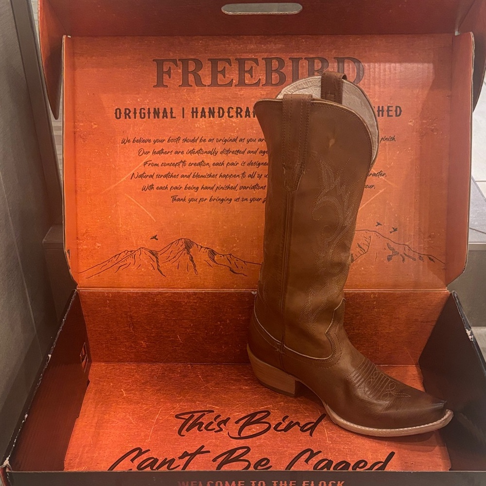 Freebird Woodland Tan Leather Cowboy Boots Size 8 - Picture 6 of 12